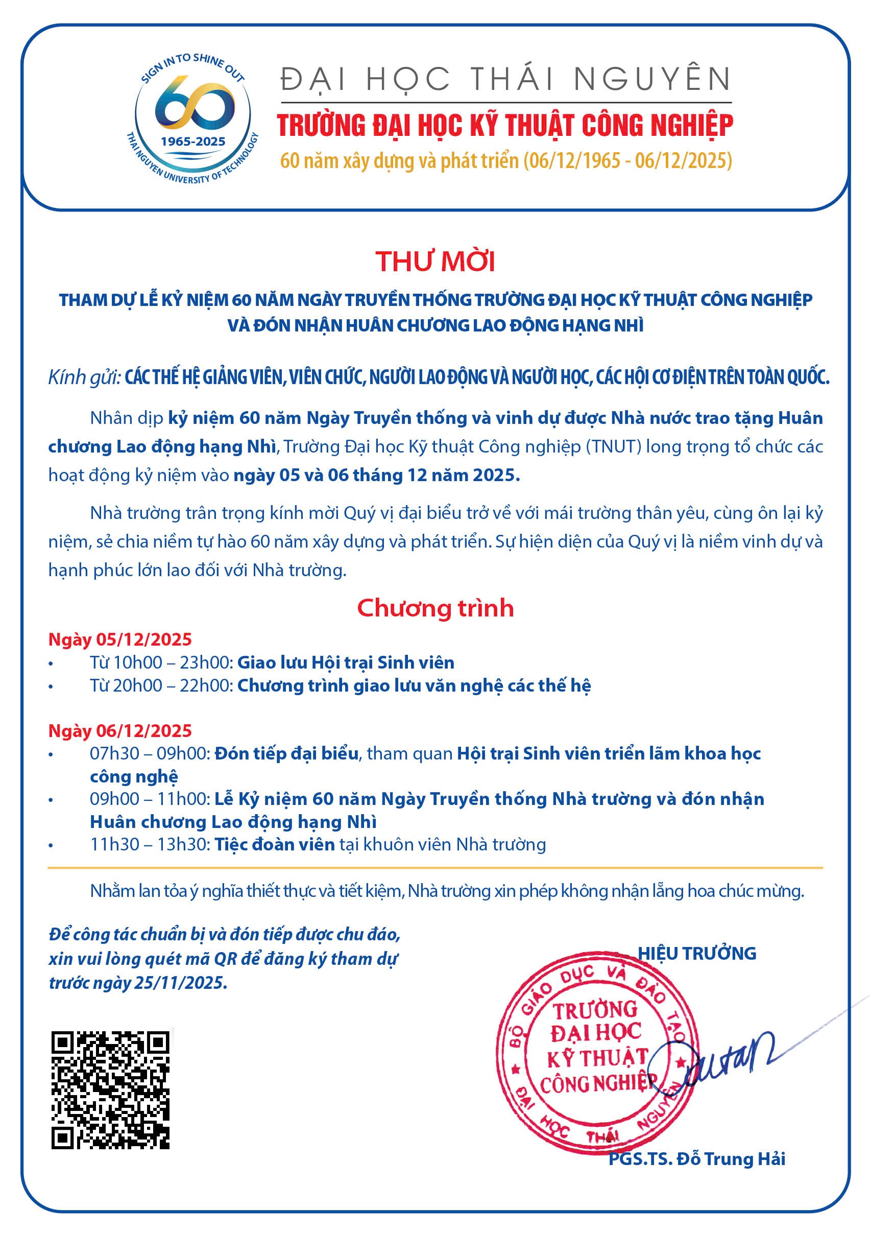 Lễ Kỷ Niệm 60 Năm Ngày Truyền Thống Trường Đại học Kỹ Thuật Công Nghiệp Và Đón Nhận Huân Chương Lao Động Hạng Nhì